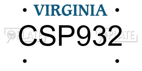 CSP932 Virginia License Plate