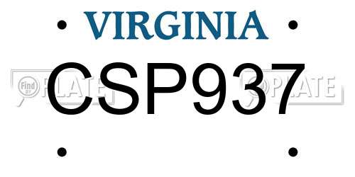 CSP937 Virginia License Plate