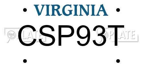 CSP93T Virginia License Plate