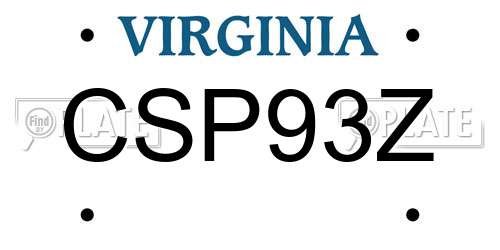 CSP93Z Virginia License Plate