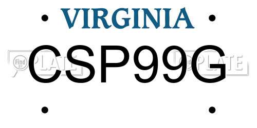 CSP99G Virginia License Plate