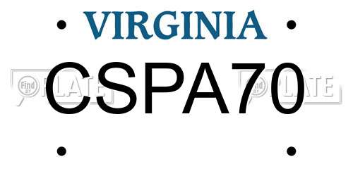 CSPA70 Virginia License Plate