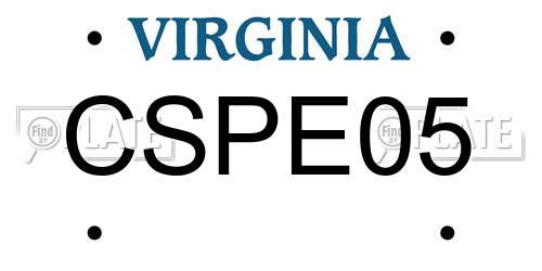 CSPE05 Virginia License Plate