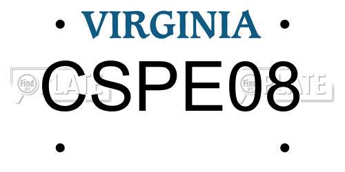CSPE08 Virginia License Plate