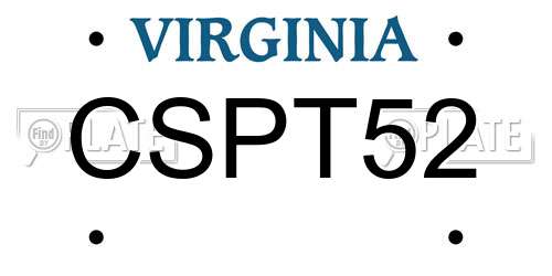 CSPT52 Virginia License Plate