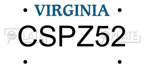 CSPZ52 Virginia License Plate