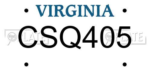 CSQ405 Virginia License Plate