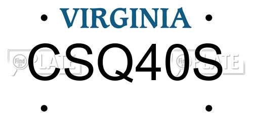 CSQ40S Virginia License Plate