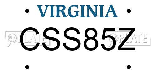 CSS85Z Virginia License Plate