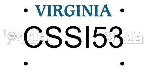 CSSI53 Virginia License Plate