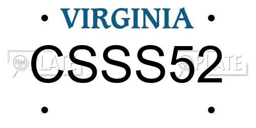 CSSS52 Virginia License Plate