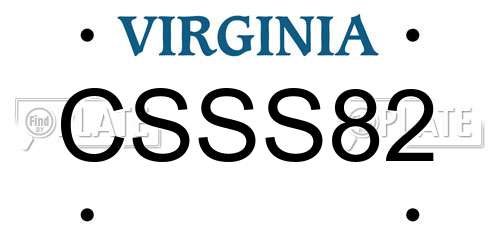 CSSS82 Virginia License Plate