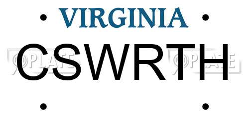 CSWRTH Virginia License Plate