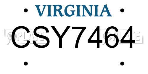 CSY7464 Virginia License Plate