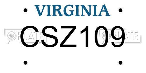 CSZ109 Virginia License Plate