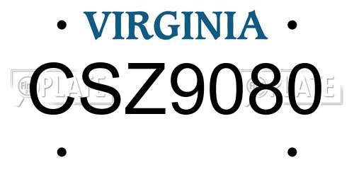 CSZ9080 Virginia License Plate