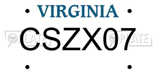 CSZX07 Virginia License Plate