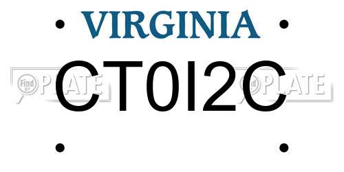 CT0I2C Virginia License Plate