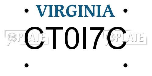 CT0I7C Virginia License Plate