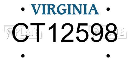 CT12598 Virginia License Plate