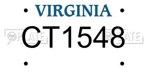 CT1548 Virginia License Plate
