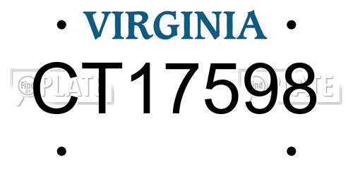 CT17598 Virginia License Plate