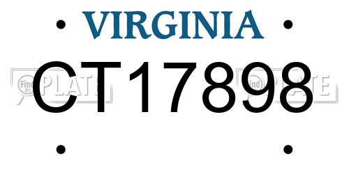 CT17898 Virginia License Plate