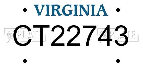 CT22743 Virginia License Plate