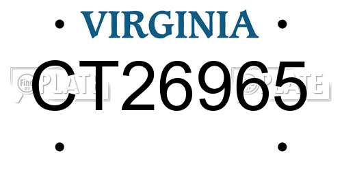 CT26965 Virginia License Plate