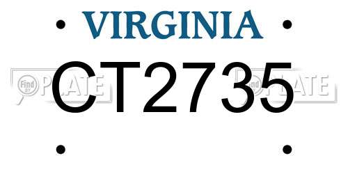 CT2735 Virginia License Plate