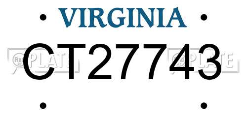 CT27743 Virginia License Plate