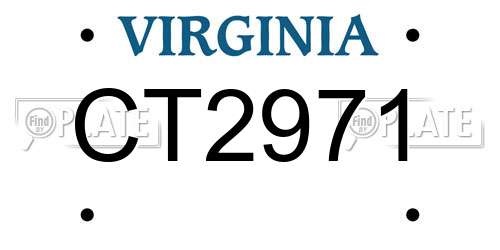 CT2971 Virginia License Plate
