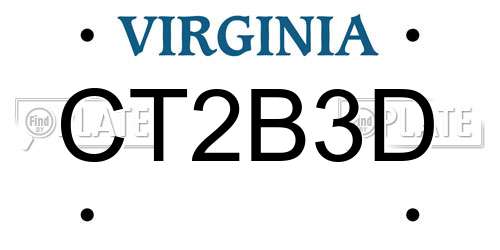 CT2B3D Virginia License Plate
