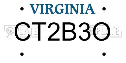 CT2B3O Virginia License Plate