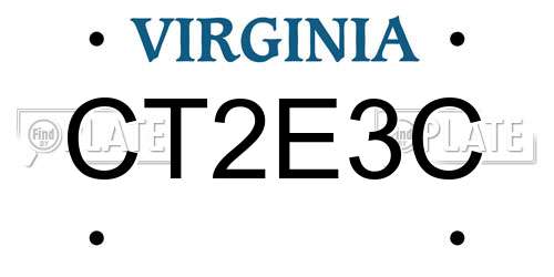 CT2E3C Virginia License Plate