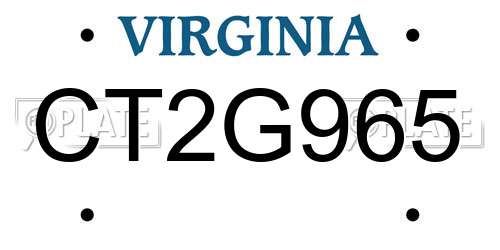 CT2G965 Virginia License Plate