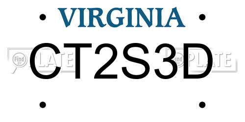 CT2S3D Virginia License Plate