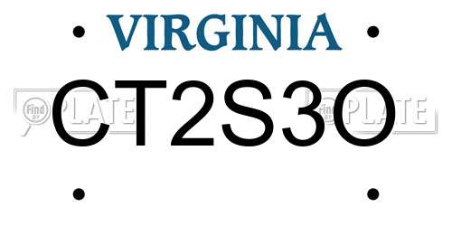 CT2S3O Virginia License Plate