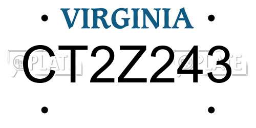 CT2Z243 Virginia License Plate