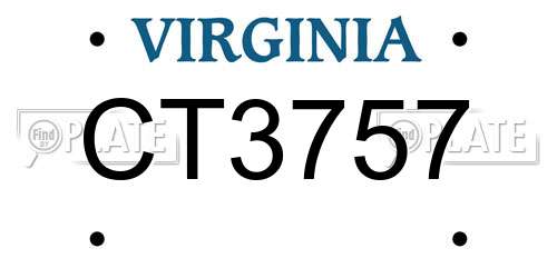 CT3757 Virginia License Plate