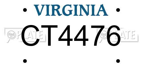 CT4476 Virginia License Plate