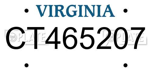 CT465207 Virginia License Plate