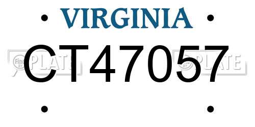 CT47057 Virginia License Plate