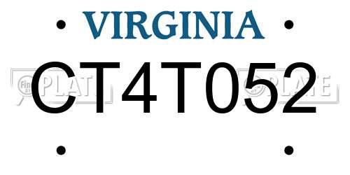 CT4T052 Virginia License Plate