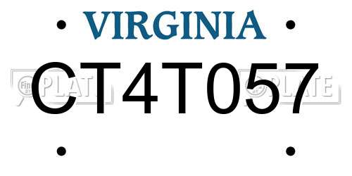 CT4T057 Virginia License Plate