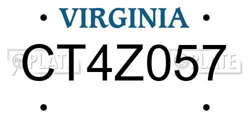 CT4Z057 Virginia License Plate