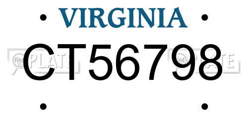 CT56798 Virginia License Plate