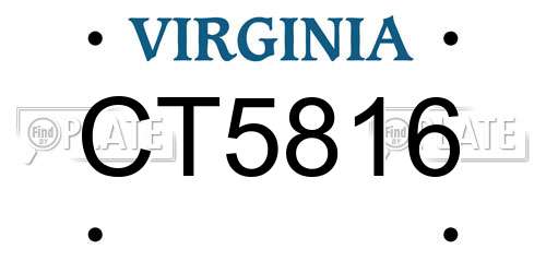 CT5816 Virginia License Plate