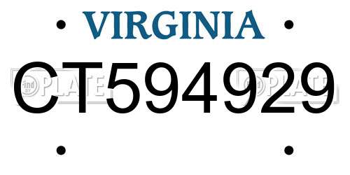 CT594929 Virginia License Plate