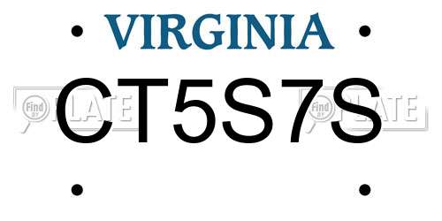 CT5S7S Virginia License Plate